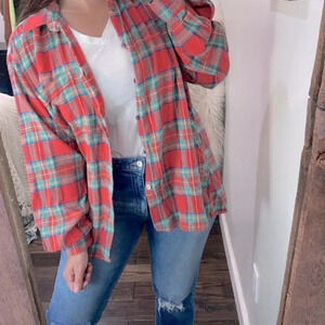 Rustic Outfitters vintage red plaid flannel button up size XLarge